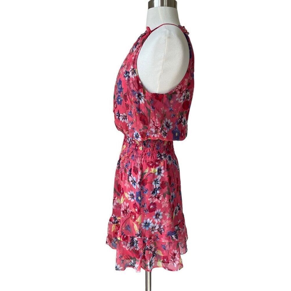 Parker Serenity 100% Silk Cocktail Party Mini Dress Floral Coral Size Small S - Picture 4 of 10